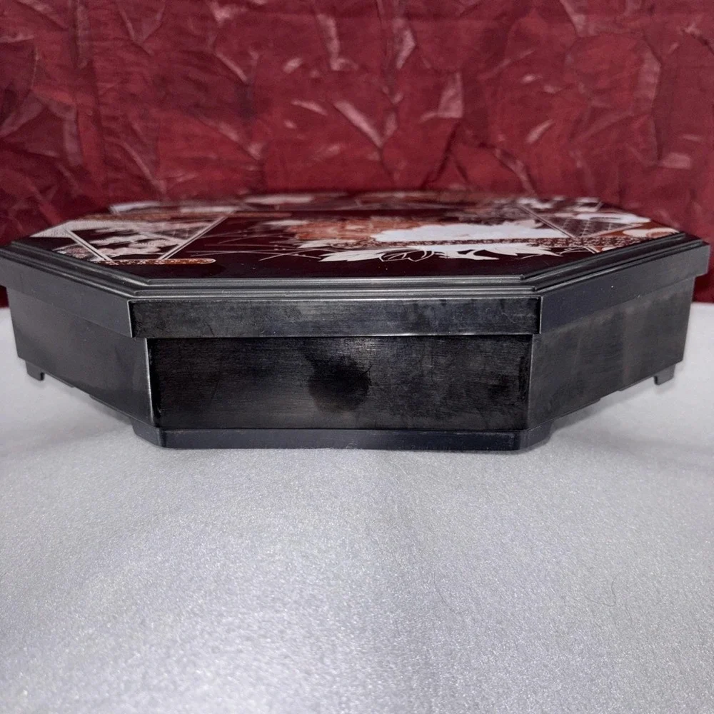 Vintage Octagon Plastic‎ Snack And Nut Container With Divided Insert Black & Red